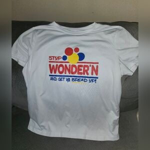 Wonder'n Graphic Tee in White - Playful Bread Slogan